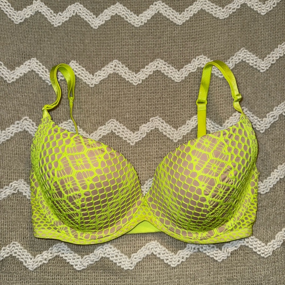 Victoria's Secret Bright Yellow lace Bra 32DD